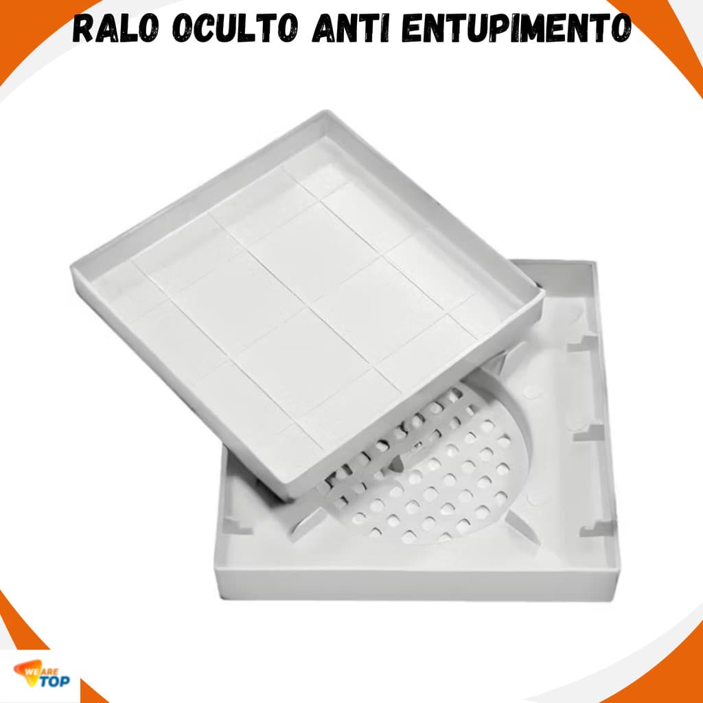 Ralo 15x15 Ralo Oculto Anti Entupimento Em PP Banheiro Filtro Coletor de Cabelo Universal Anti Odor Top
