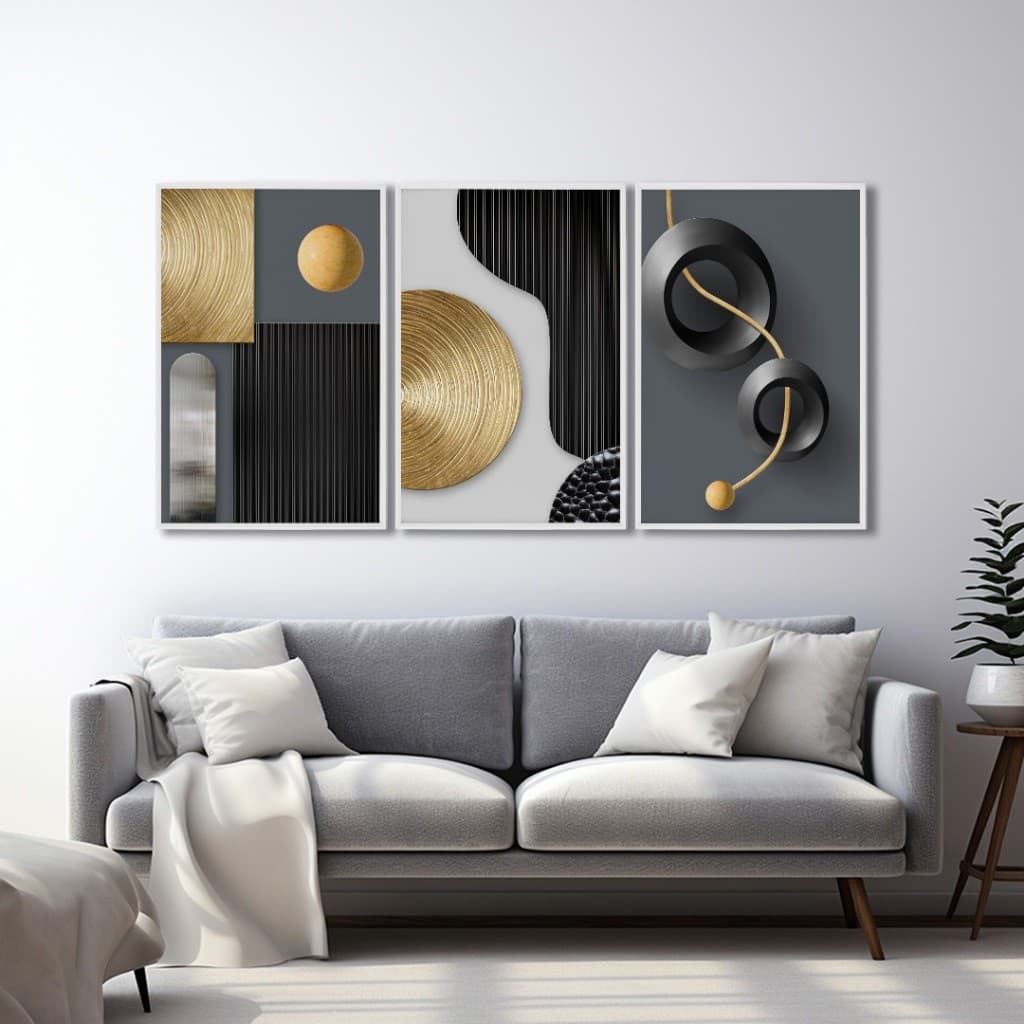 Quadro Decorativo Requinte Geométrico Abstrato Moldura 50x75 ou 60x90