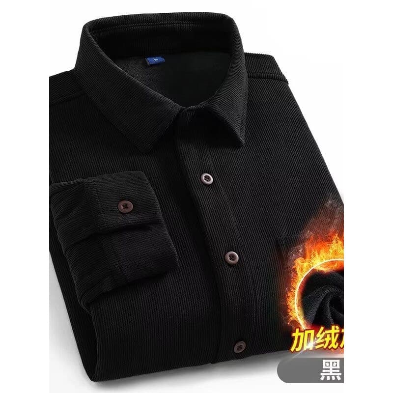 Camisa de veludo masculina outono inverno manga comprida forro de lã solto engrossado negócios Casual camisa rua Wear ja