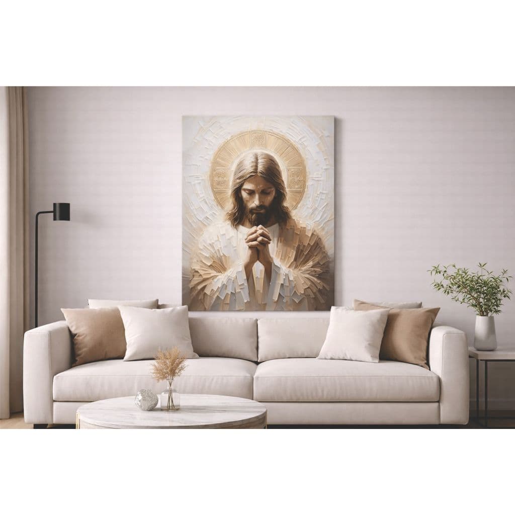 Quadro decorativo 1 peça Oração Jesus Religioso decoração Casa sala quarto hall Estilo Clássico