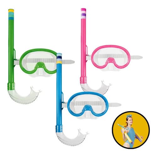Máscara Mergulho Snorkel Infantil Mor Natação Óculos Praia Rosa