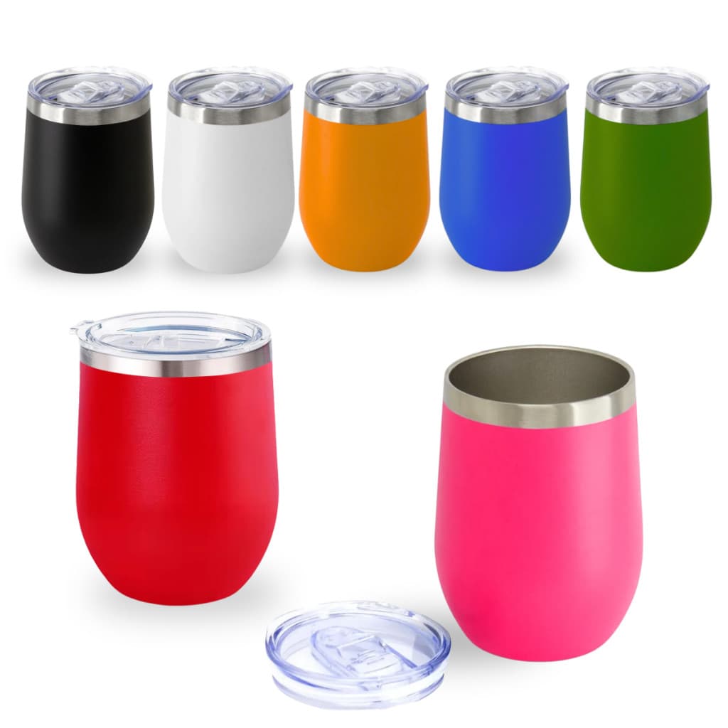 Copo Cuia Térmico 350ml Inox com Tampa Redondo Parede Dupla Ideal para Cerveja