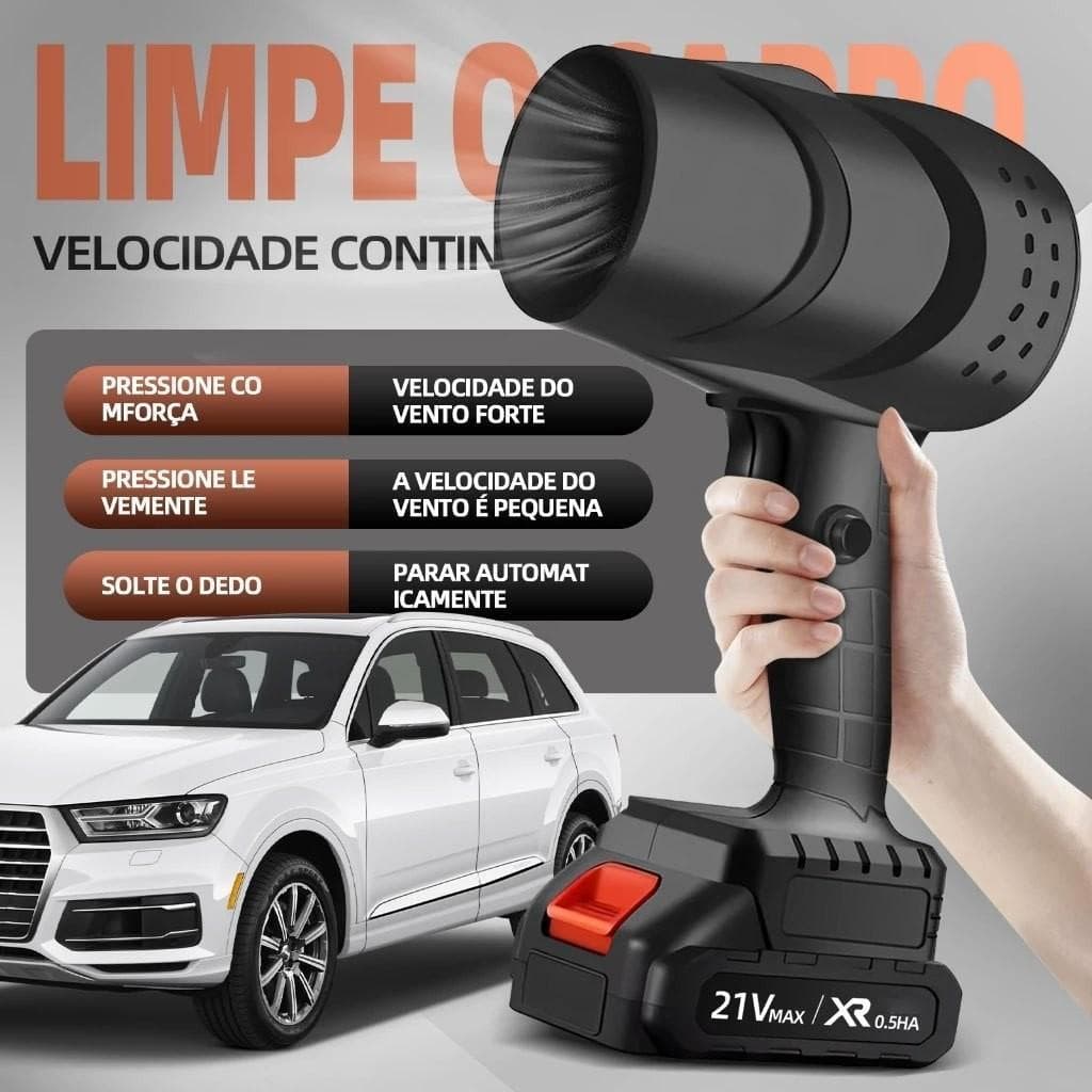 Soprador turbo portátil usb recarregável 2 baterias Bivolt forte 48v