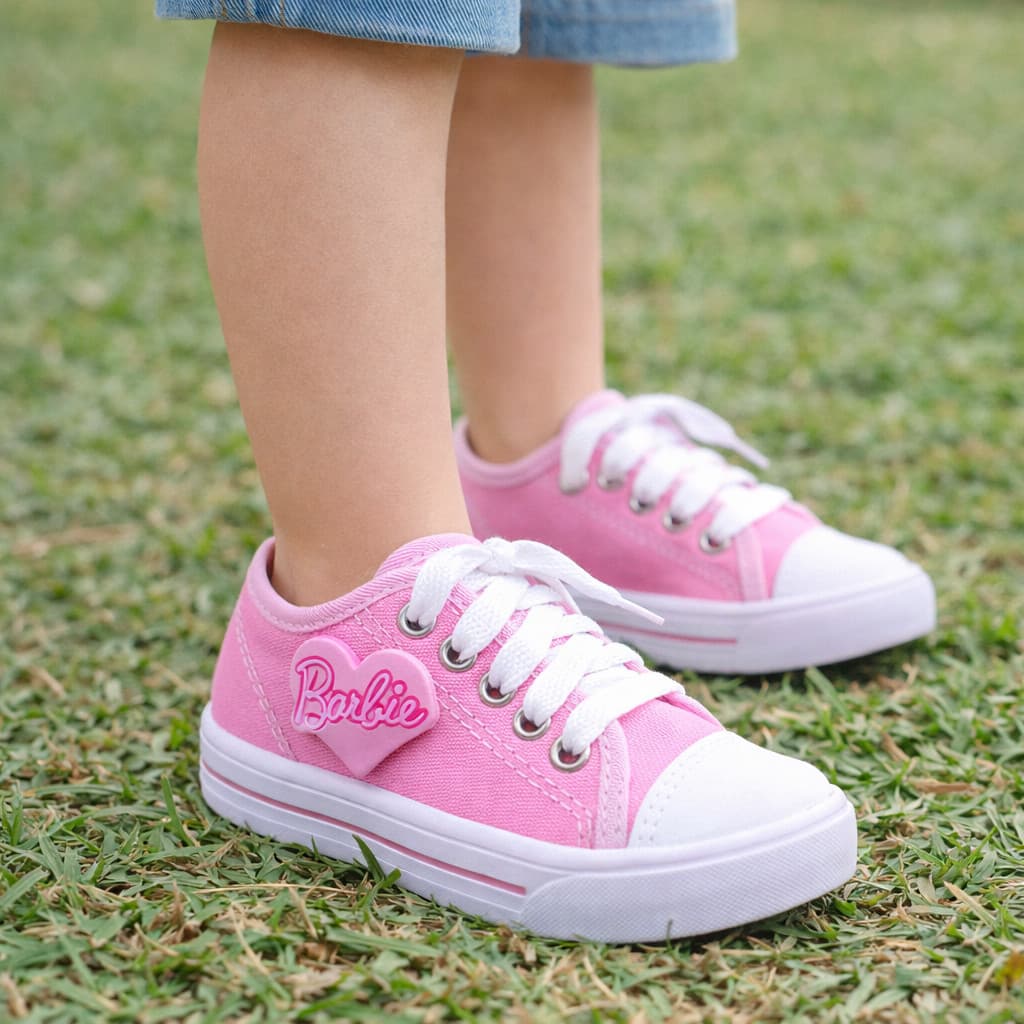 Tênis Infantil Rosa com Aplique de Coração Confortável Casual Escolar Dia a Dia Leve para Menina