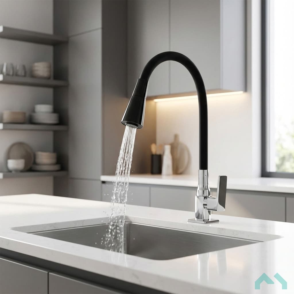 Torneira Cozinha Gourmet Flexível De Mesa Jato Duplo Preto Alira Home