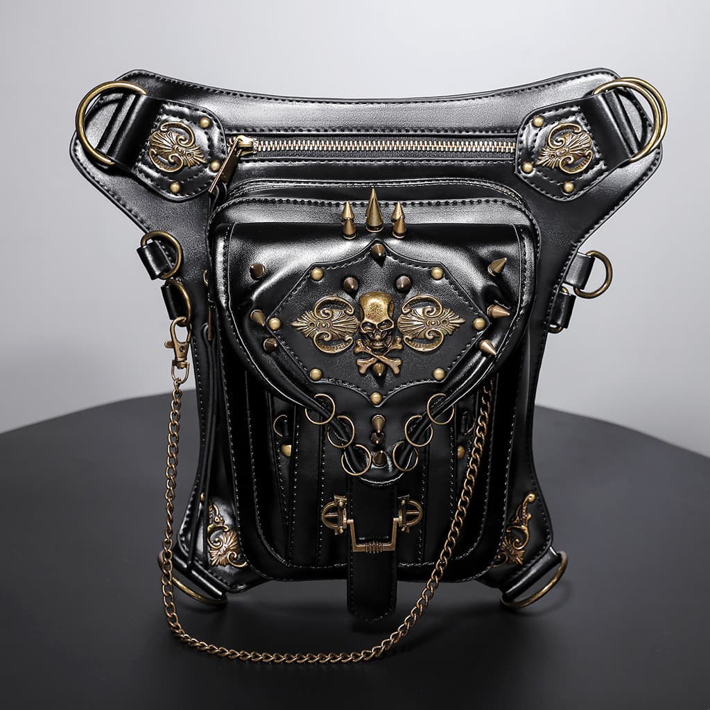 Bolsa De Ombro Para Motocicleta Steampunk-Pacote De Cintura Mensageiro Com Caveira Telefone