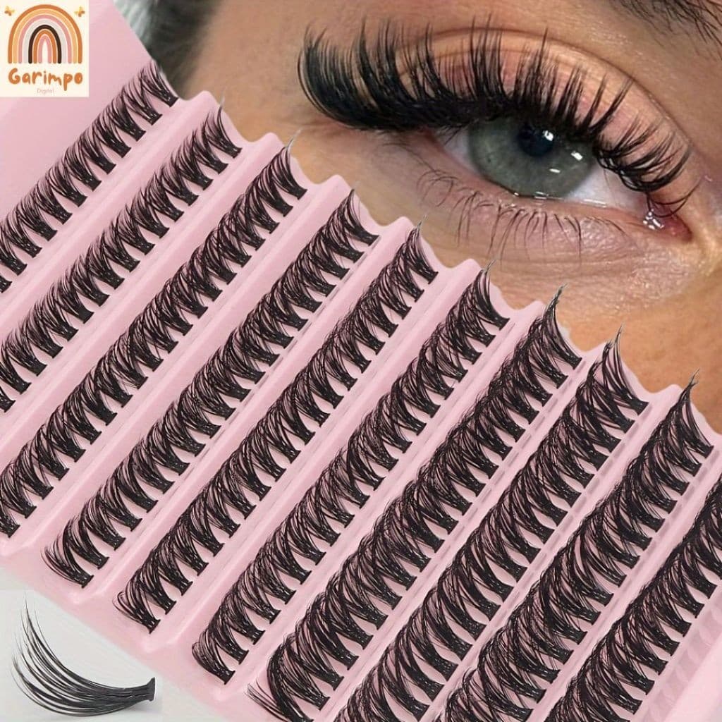 200 Peças de Cílios Postiços Extensões Finas Curvados Aparência Natural 8-16 Mm de Fácil Aplicação