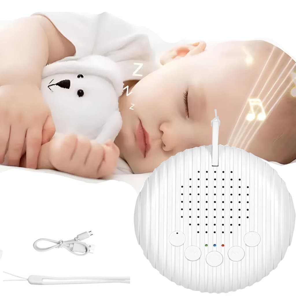 Aparelho Som Ruído Branco Útero Ninar Bebê Relaxante Dormir 9 Sons Suavizantes Branco