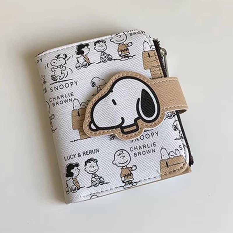 Snoopy Bolsa Anime Dos Desenhos Animados Carteira De Moedas Curta Alto Valor Bonito Zíper Estudante ID Titular Multi Slo