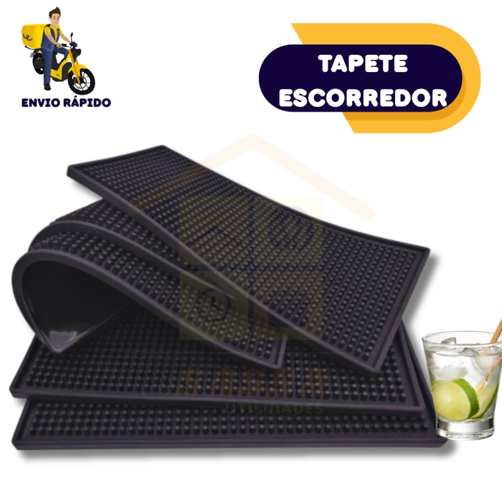 Tapete Escorredor Porta Copos Prato e Talheres Para Barmen e Bartender Para Mesa Bar Balcão