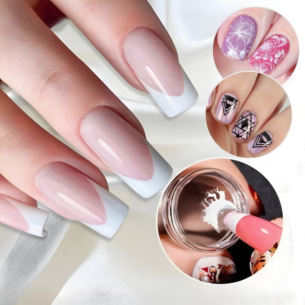 Kit Carimbo de Unha de Silicone Manicure Francesinha Decoração Nail Desing acessório de beleza