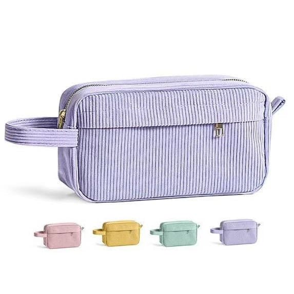 Necessaire DANTAS Veludo Tom Pastel 2 Divisórias Estojo Multiuso Maquiagem Organizador Cosméticos Feminina