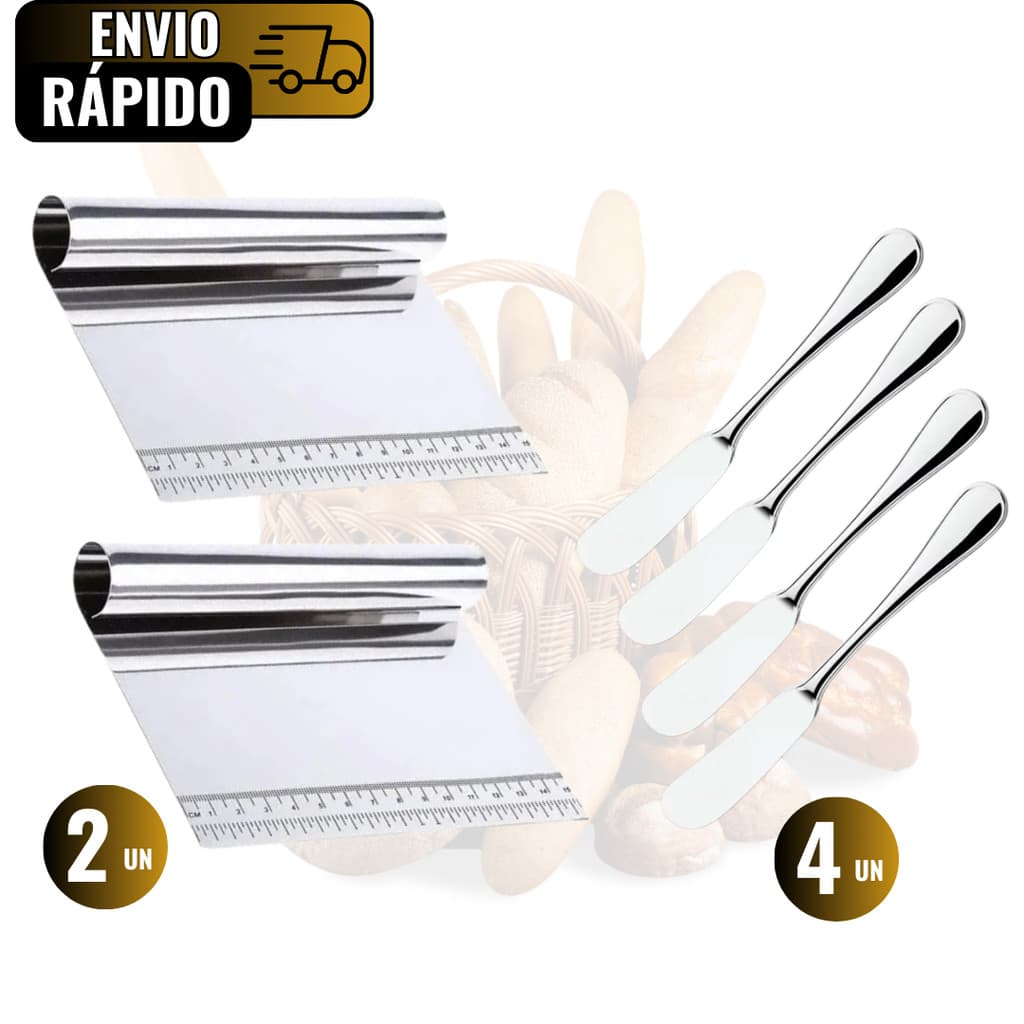 Conjunto 4 Espátulas De Manteiga 2 Espátulas Cortadoras Aço Inox Premium Para Legumes Geleias Massas