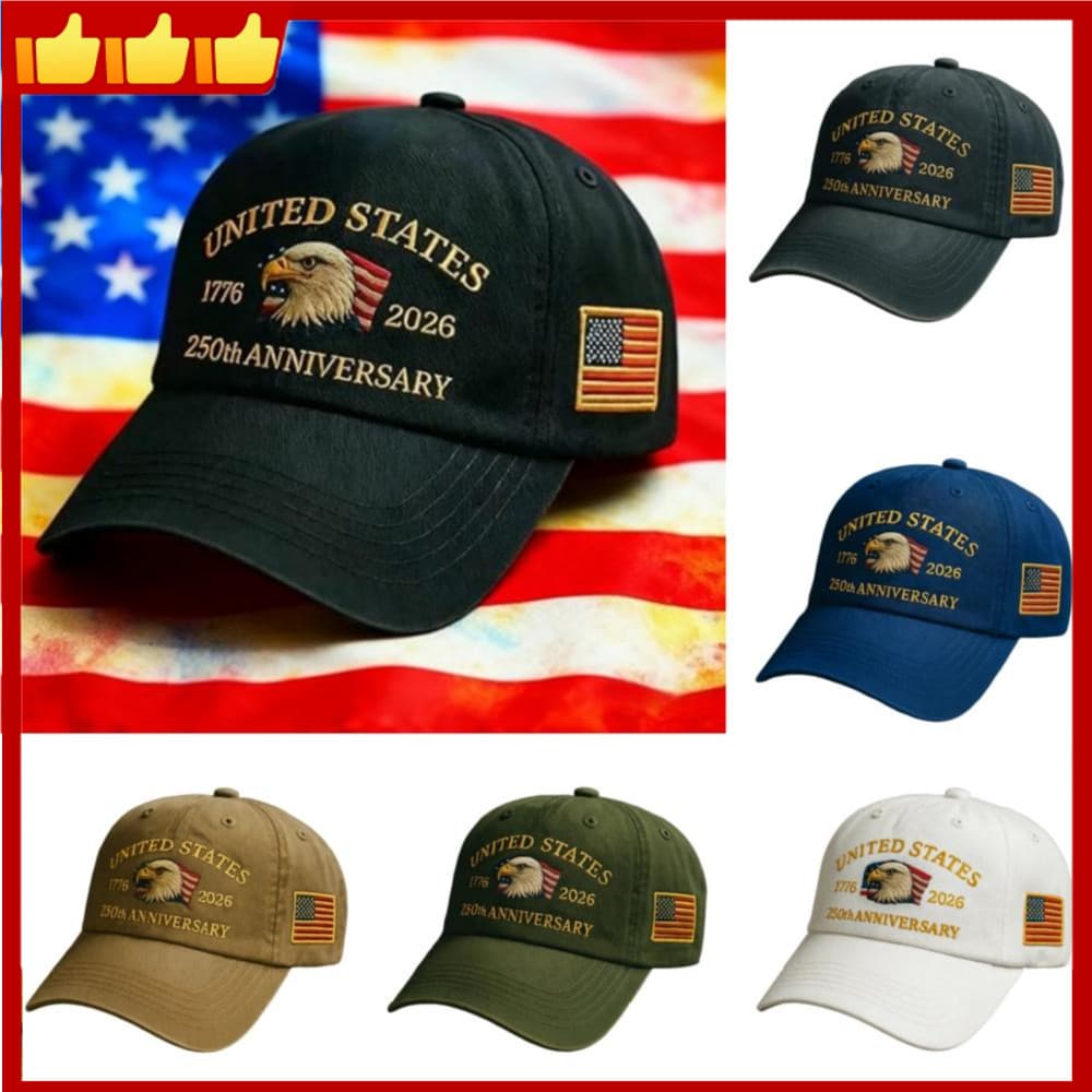 Boné Do 250o Aniversário Dos Estados Unidos – Chapéu De Beisebol Branco Com Design De Bandeira Americana E Emblema De Ág
