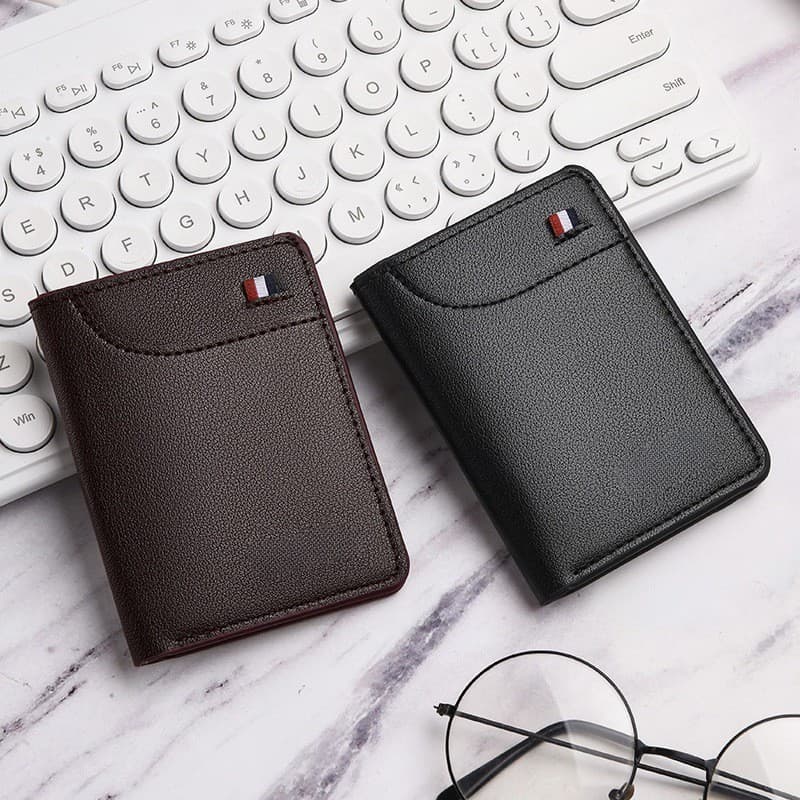 ​ Nova Carteira Ultrafina Masculina Porta Cartão Mini-Estilo Curto Vertical Slim Coreano Juvenil