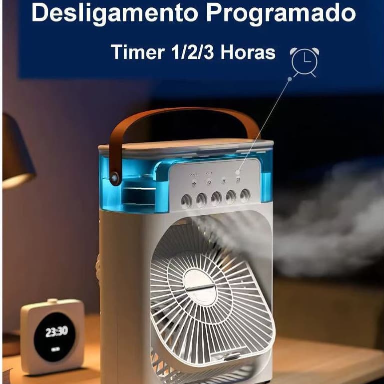 Mini Ar Condicionado Umidificador Ventilador Portátil USB Led Quarto Sala De Estar Escritório Mesa
