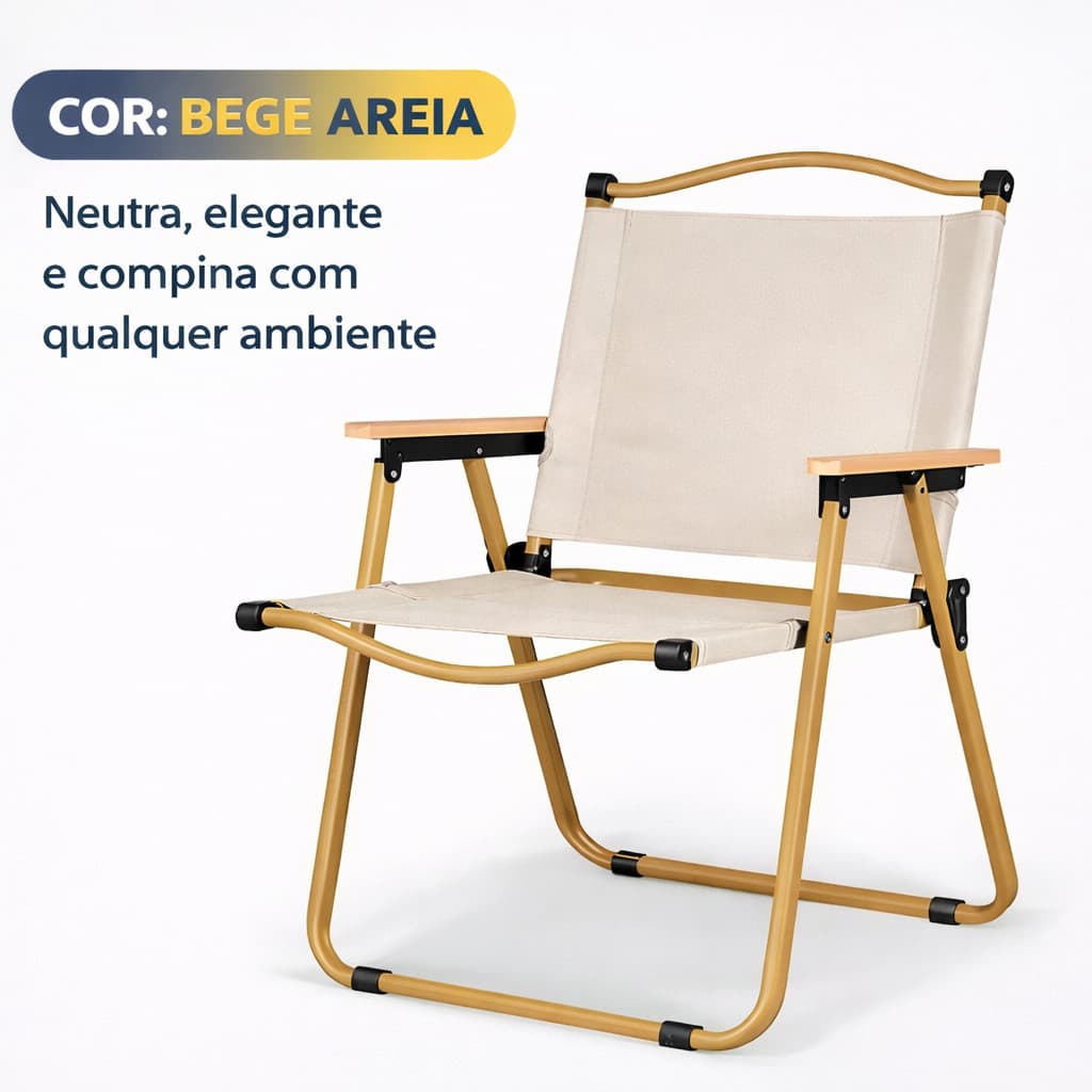 Cadeira Camping Portátil Retrátil Pesca Praia Resistente 130kg - Linha Premium Alto Padrão