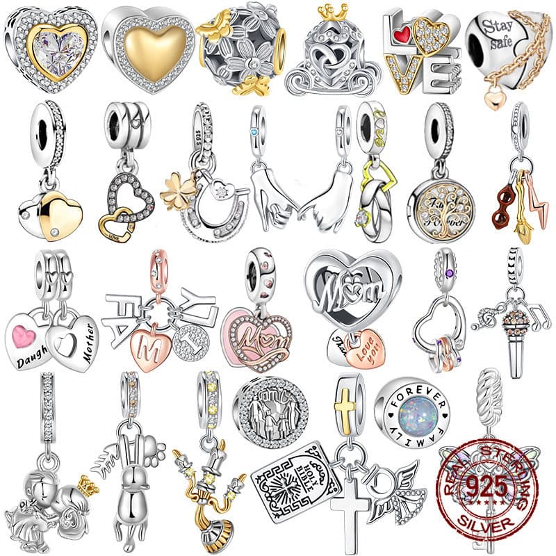 Encantos Novo 925 Prata Grânulos Dourados Coração Bloqueio Vela Charme Pulseira Caber DIY J