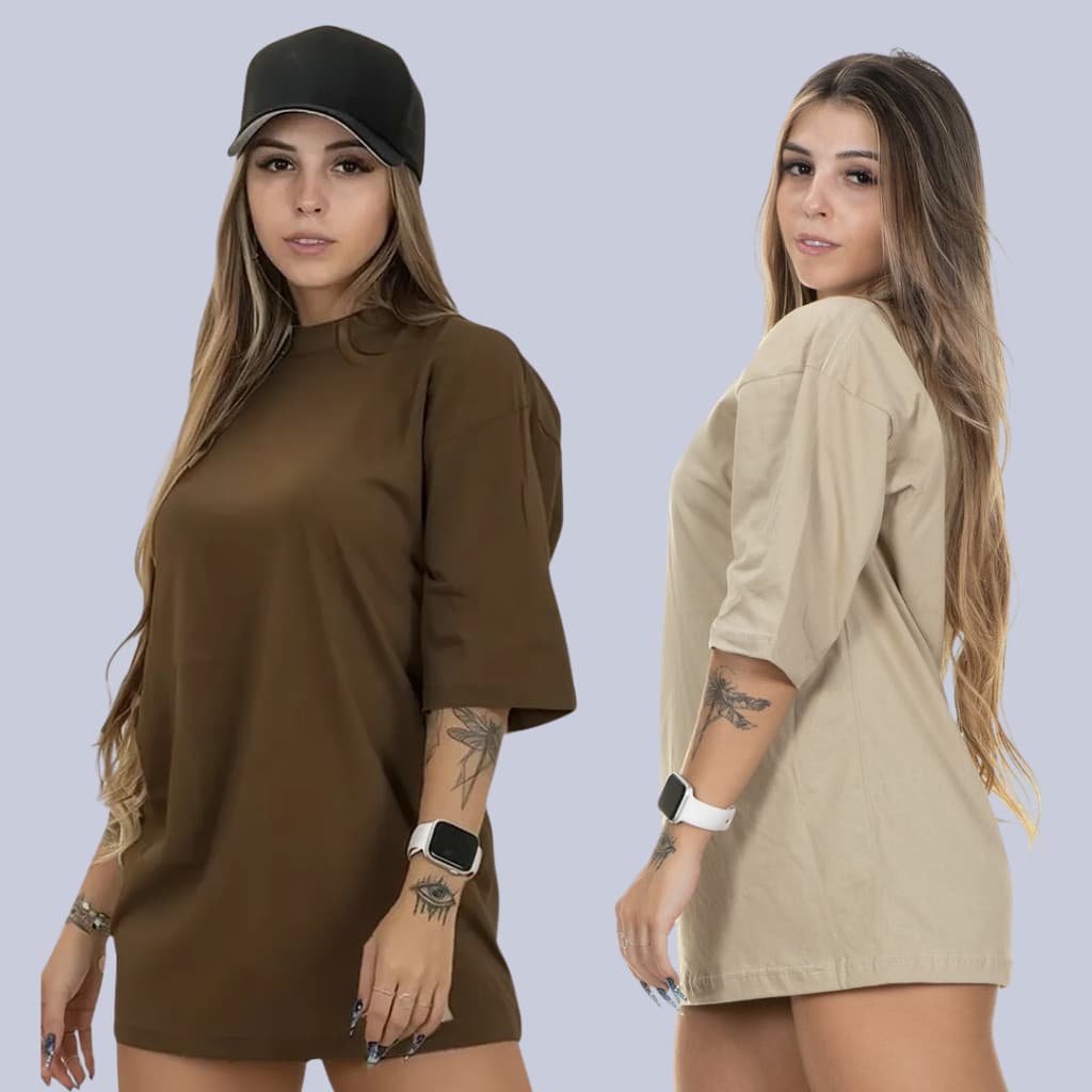 Camiseta Oversized Feminina Estilo de Rua Academia Treino Maromba Moderna Blogueira Fitness 100% Algodão premium