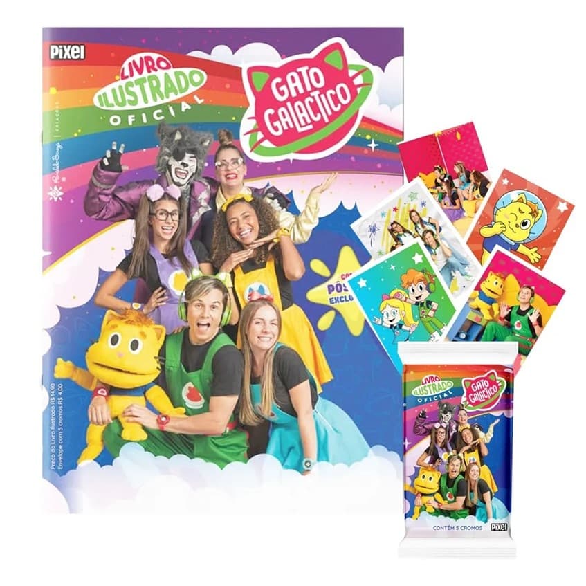 Álbum Figurinhas Livro Gato Galáctico + 50 figurinhas Cromos