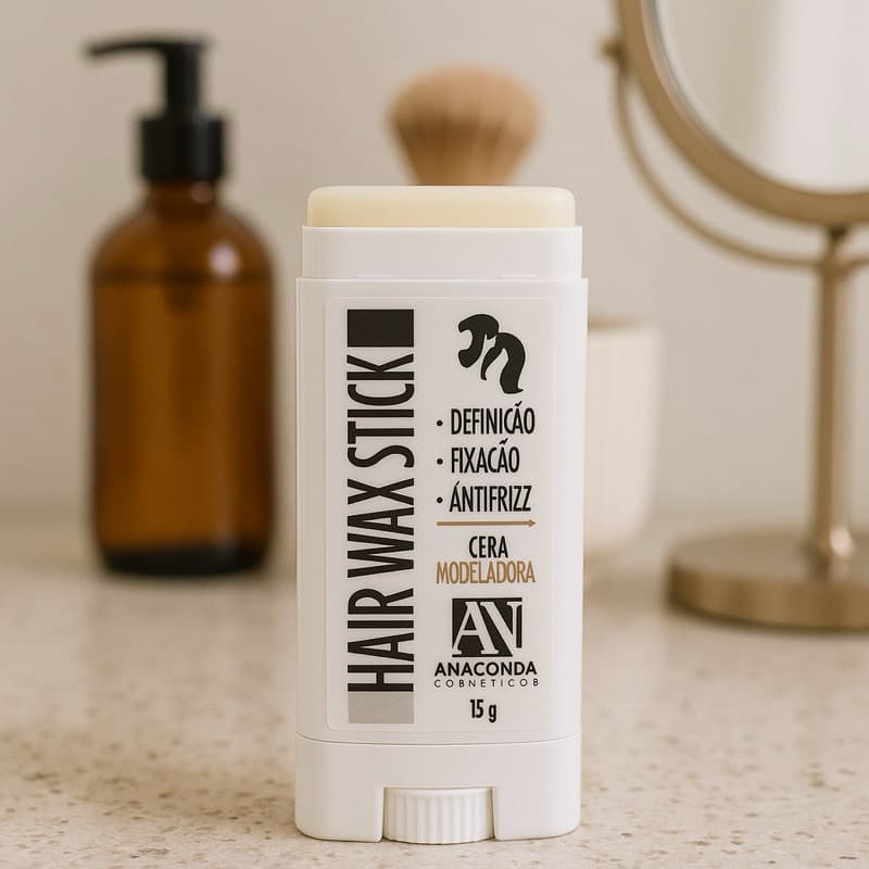 Pomada Modeladora Bastao de Cer Para Cabelo | Anti Frizz Baby Hair Anaconda | Hair Wax Stick Fixação Natural