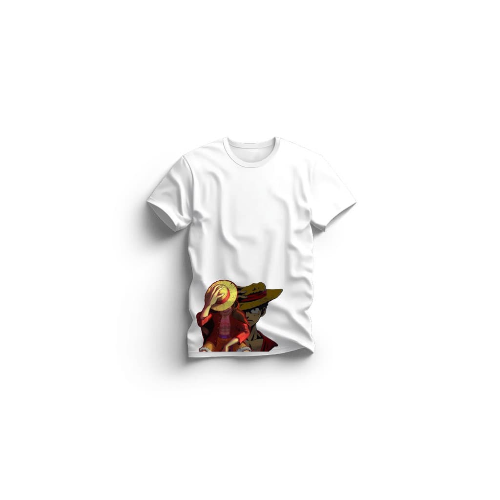 Camiseta Anime Luffy Chapeu de Palha Adulto 100% Algodao