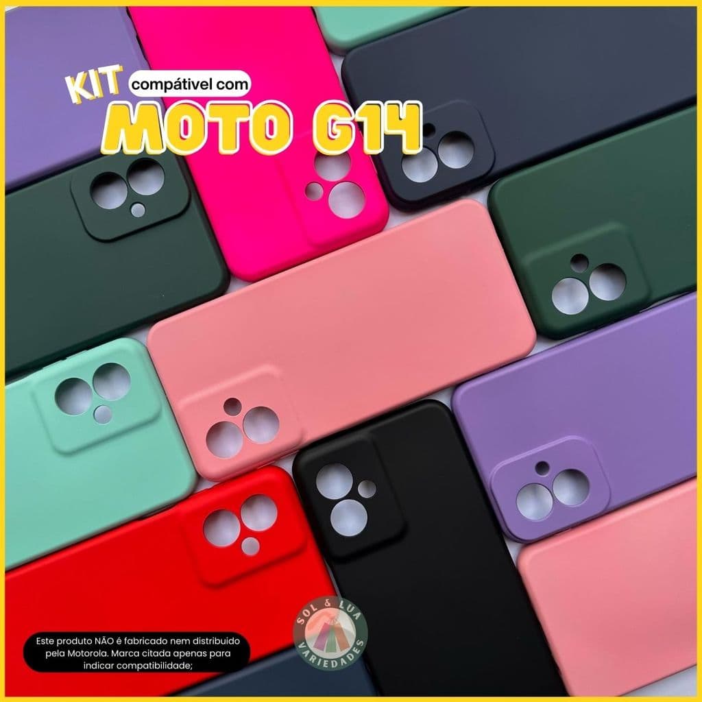 Kit Capa Capinha compatível com Moto G14 + Película 3D Cerâmica Privacidade