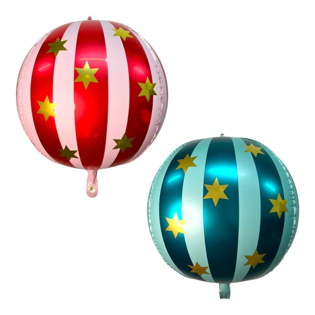 10 Balão Metalizado Circo Estrelas 4D 117x60cm Misto Festa Enfeite Decoração - 5 de cada