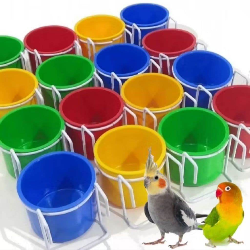 Kit 2 Canecas Comedouro para Calopsitas, Agapornis e Pássaros | 190 ml com Suporte para Gaiolas