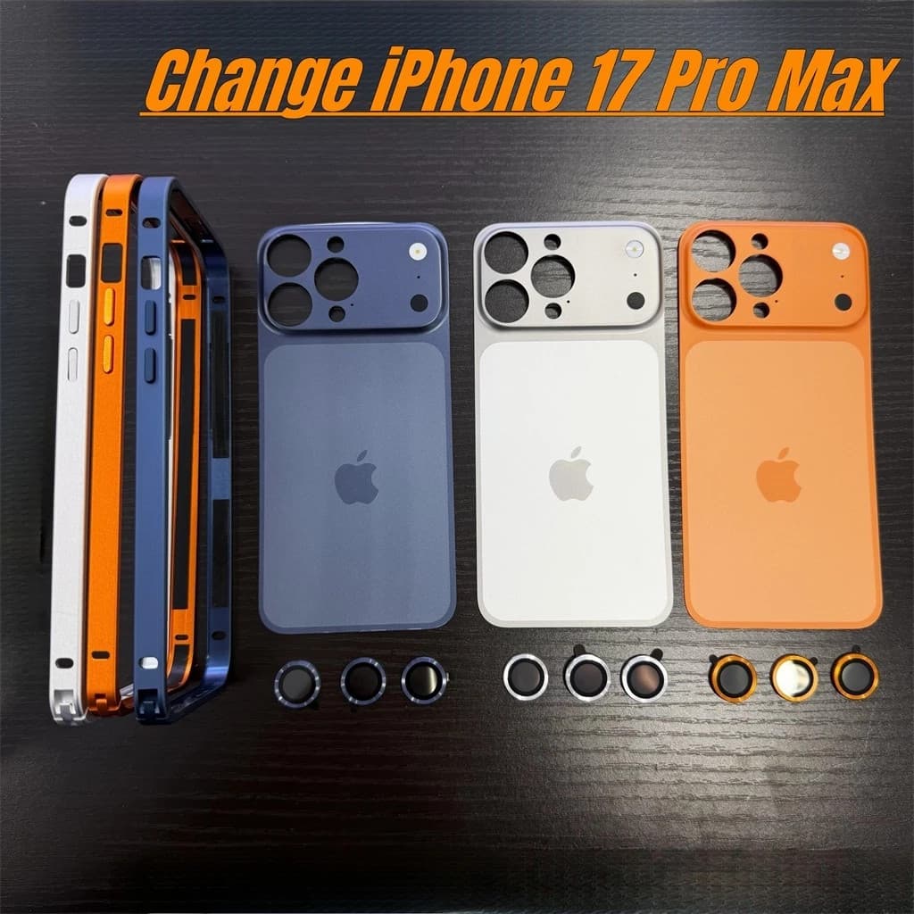 Capa De Telefone Traseira Rígida De Metal 3 Em 1 Com Protetor De Lente Completa Para iPhone 13-17 Pro Max-* *