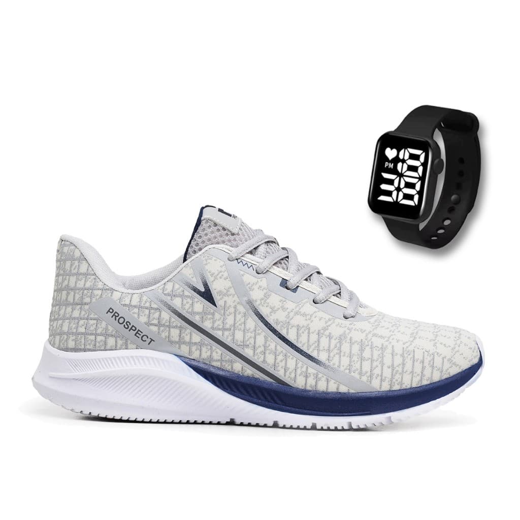 Tênis Masculino Prospect Spark Caminhada Academia Corrida + Relógio Led