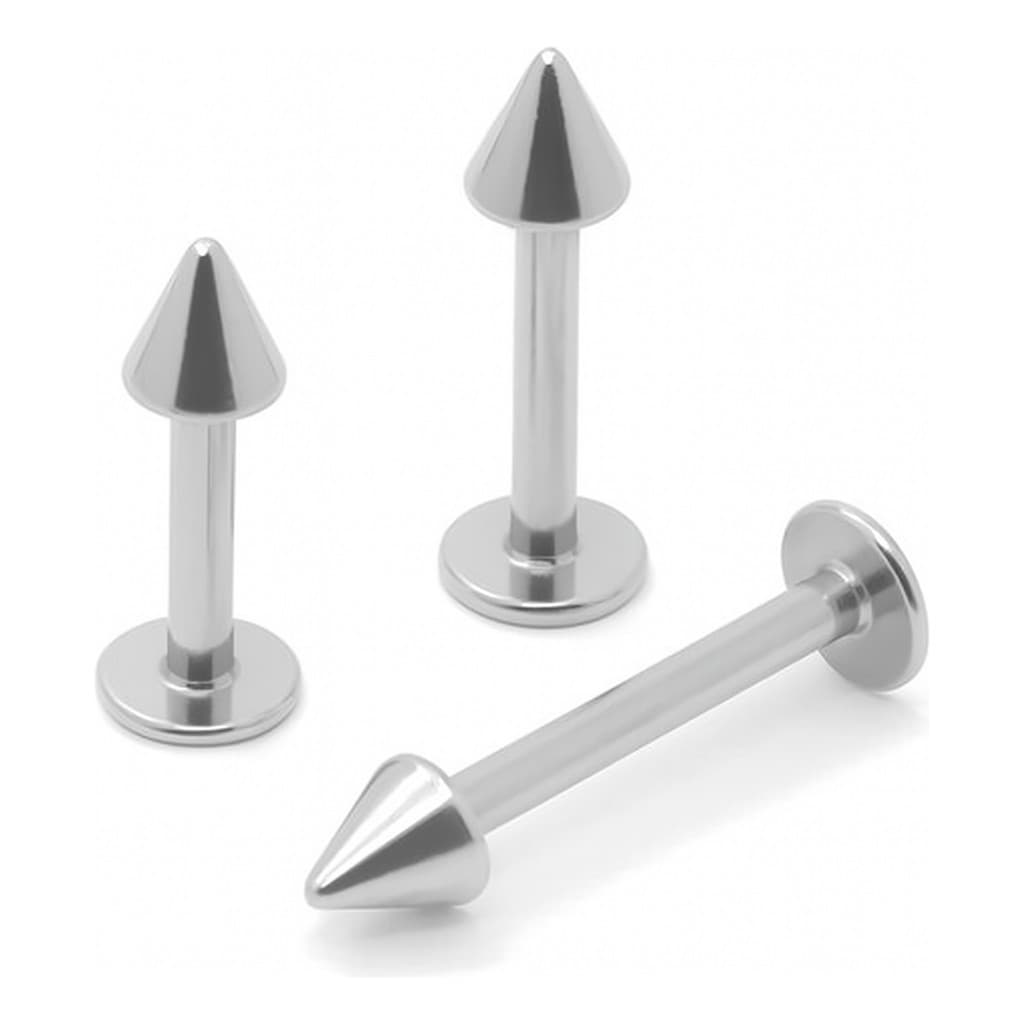 Piercing Labret Topo Spike Titanio 8mm 10mm Cor Prata - 8mm