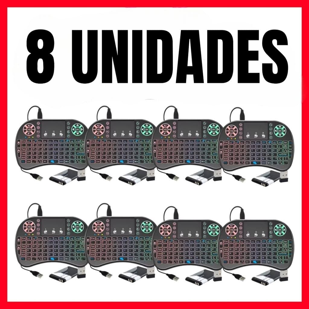 Kit atacado 8 Mini Teclado Wireless Com Iluminação Para Smart Tv, Tablet, Xbox360/Ps3 MINI KEY