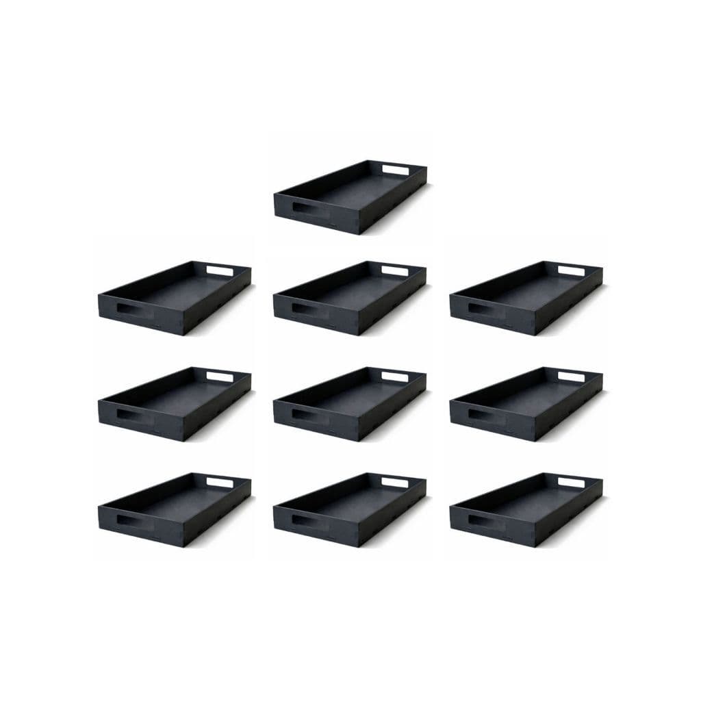 Kit 10 Bandeja Decorativa Preta com Alças – MDF Premium para Sala, Lavabo e Mesa | Organizadora Multiuso