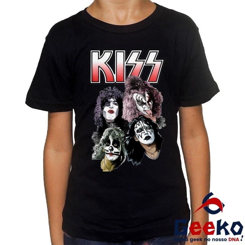 Camiseta Infantil Kiss 100% Algodão Rock REF 2
