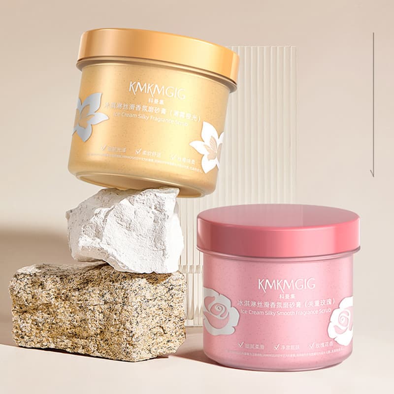 Coman Set Sorvete Fragrância Sedosa Esfoliante Corporal Rosa Fragrância Limpeza Esfoliante Gel Esfoliante Feminino