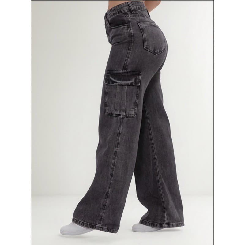 Calça Cargo Feminina Premium Marmorizada Confortável Casual Tendência Elegante Moderna 2 Bolsos