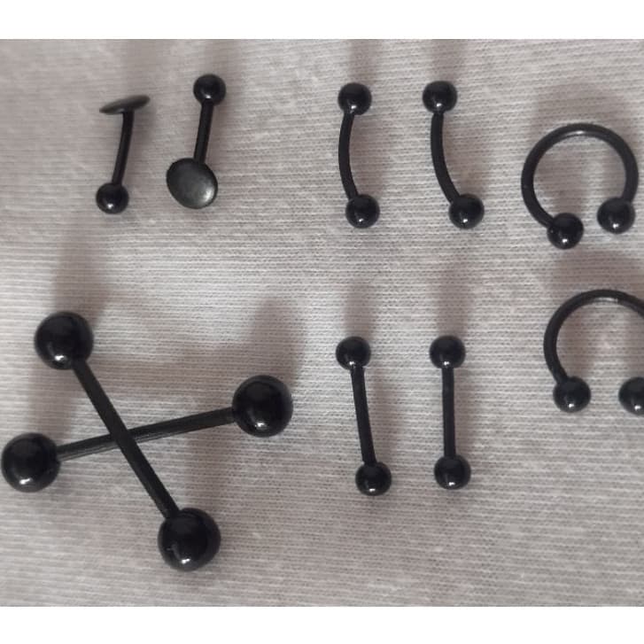 Kit 10 Piercing Silicone  cor preta Flexíveis 10 Unidades