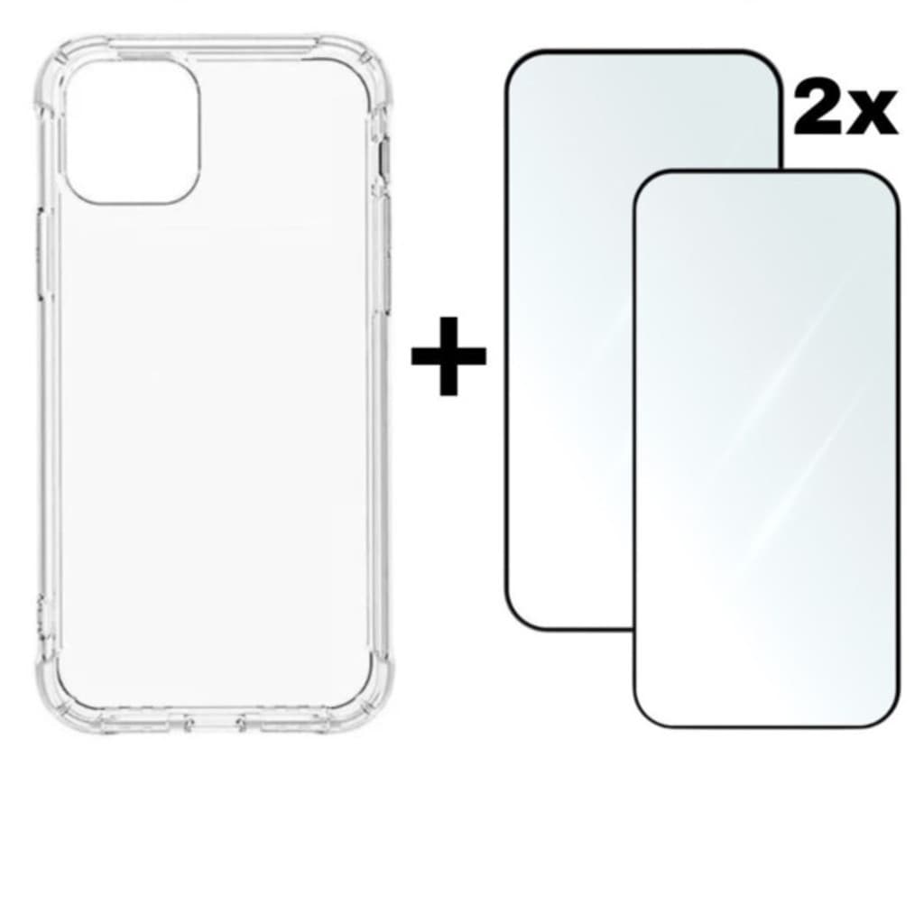 Kit 3 em 1 Capa TPU + 2 Películas Vidro Temperado 3D p/ iPhone X XS 11 12 13 14 15 16 17 Pro Max _ ZAZ