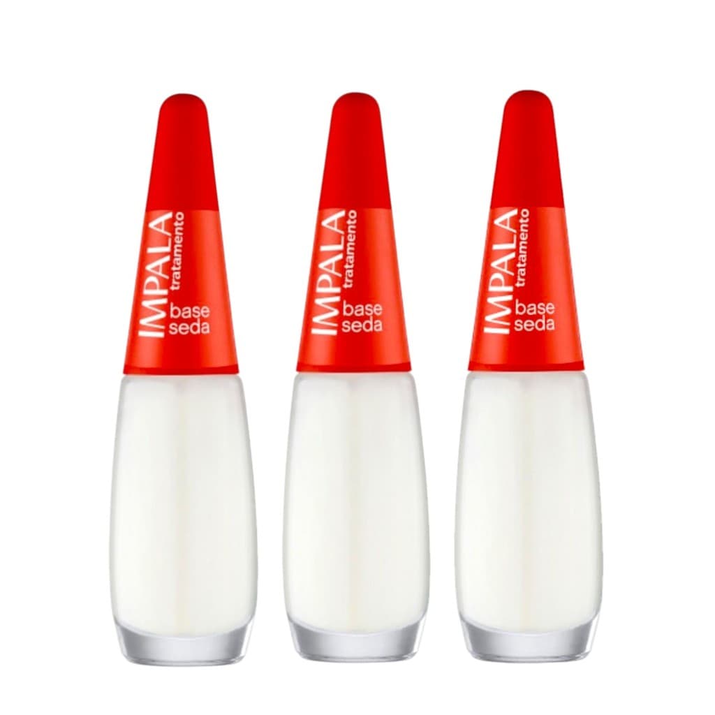 Kit Esmalte Impala Tratamento Base Seda 3 unidades