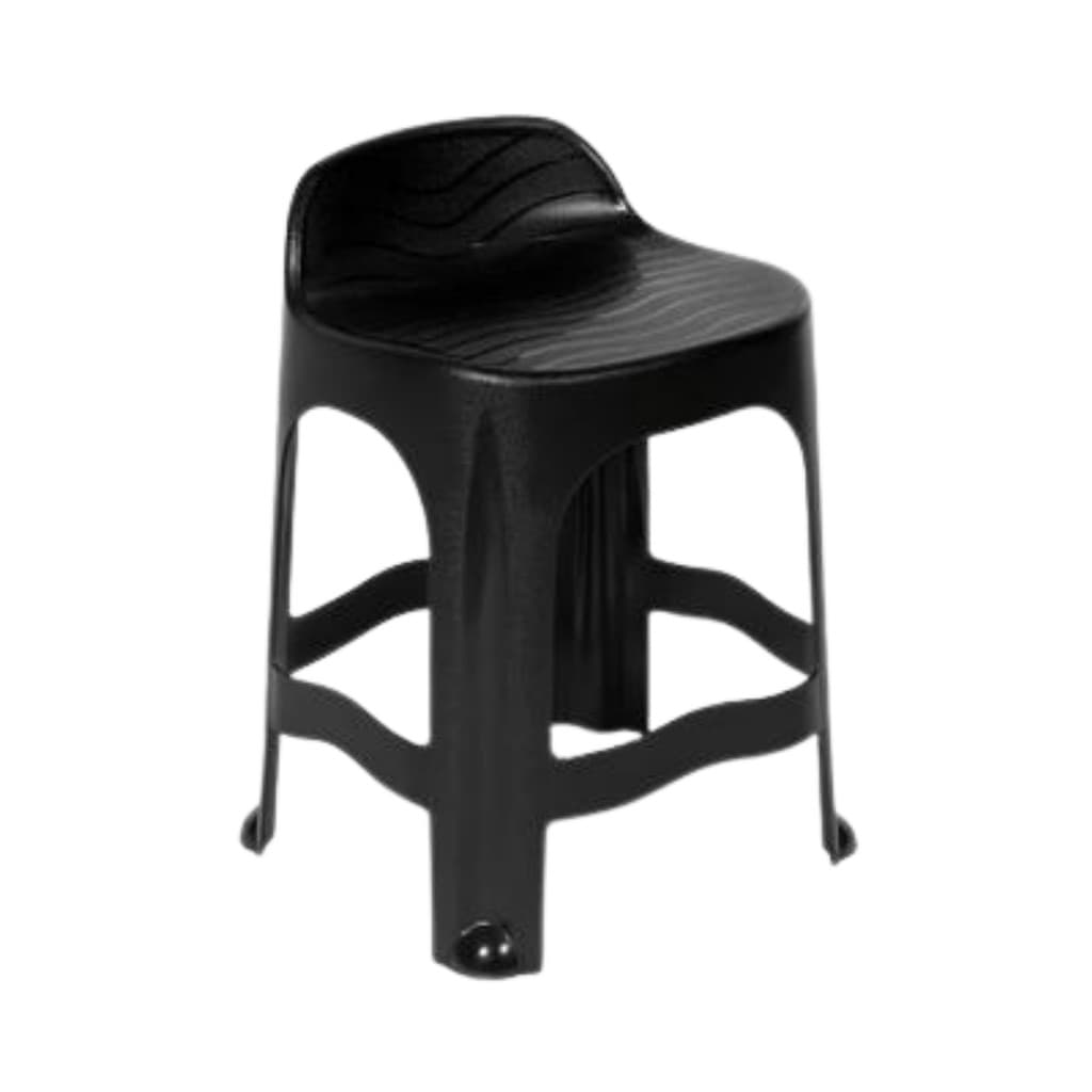 Banquetinha Com Encosto Vila Real Preta Xplast 100kg
