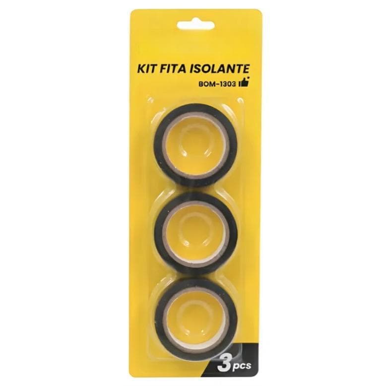 KIT3  de fita isolante preta com 5 metros de comprimento retardante de chamas