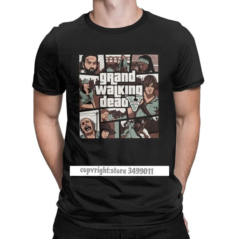 Grand Walking Dead The Walking Dead Camisetas Masculinas TWD Camiseta Engraçada Camiseta de Fitness com Gola Redonda Rou