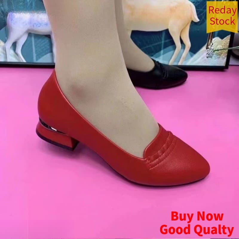 Novo estilo de primavera, sapatos de salto alto com sola confortável, sapatos casuais de couro femininos com salto gross