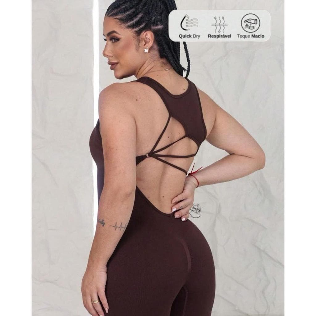 MT184 Macaquinho Feminino Empina Bumbum Fitness em Poliamida – TIRAS NAS COSTAS