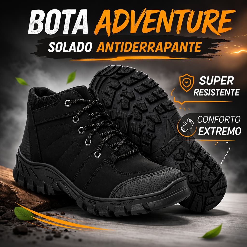 Bota Adventure Masculina Coturno Trilha Antiderrapante