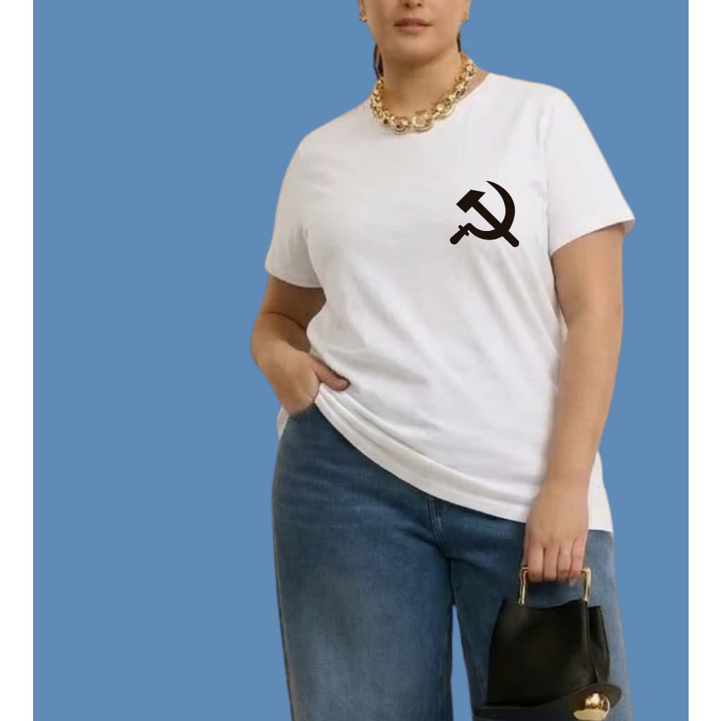 Camiseta Estampa DTF Comunismo Foice Martelo Luta de Classes Mais-valia Sociedade Sem Estado