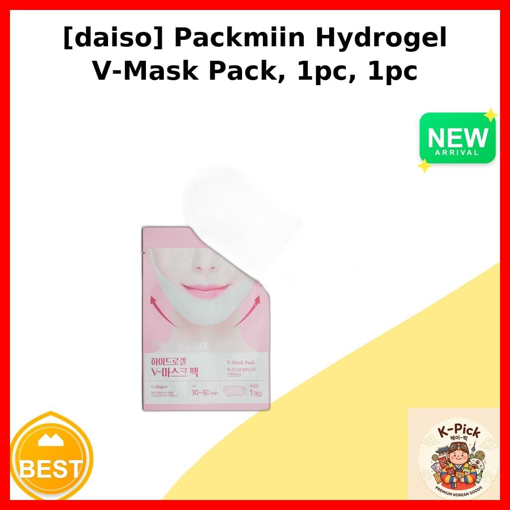[daiso] Packmiin Hydrogel V-Mask Pack , 1 Unidade/Máscara Coreana/Suporte Para Contorno/100 % Genuíno Por k_pick