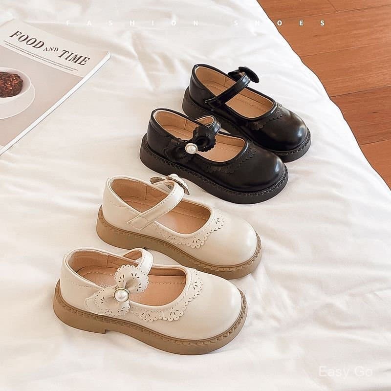 Sapatos Baixos De Couro Com Babados Doces Para Bebês Meninas Bordados Flores Sola Macia Anti-Escorregadio Crianças De Pr