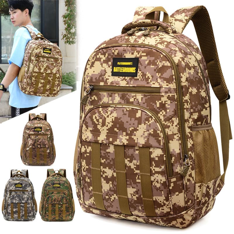 60L grande capacidade camuflagem mochila das mulheres dos homens caminhadas saco estudante saco de escola viagem ao ar l